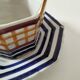 HB Quimper octagonal butter dish, hand-painted graphic design.