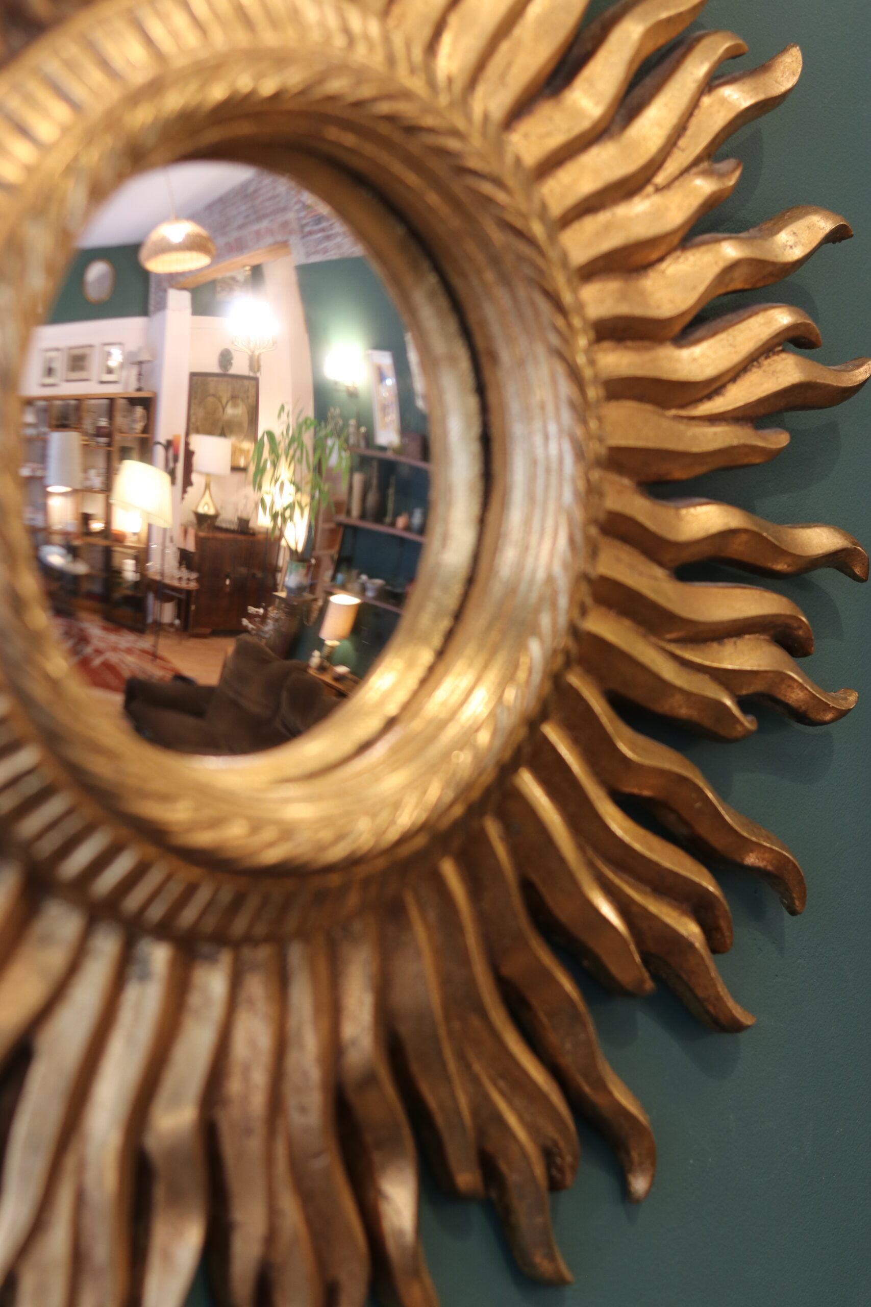 Vintage sun mirror with witch's eye mirror
