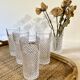 5 vintage glasses with a diamond point pattern