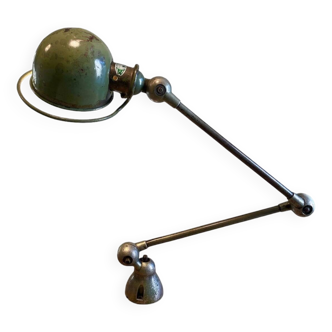 Jieldé articulated lamp with 2 arms, Vespa green, retro industrial design, vintage workshop lamp from the 1950s-60s.