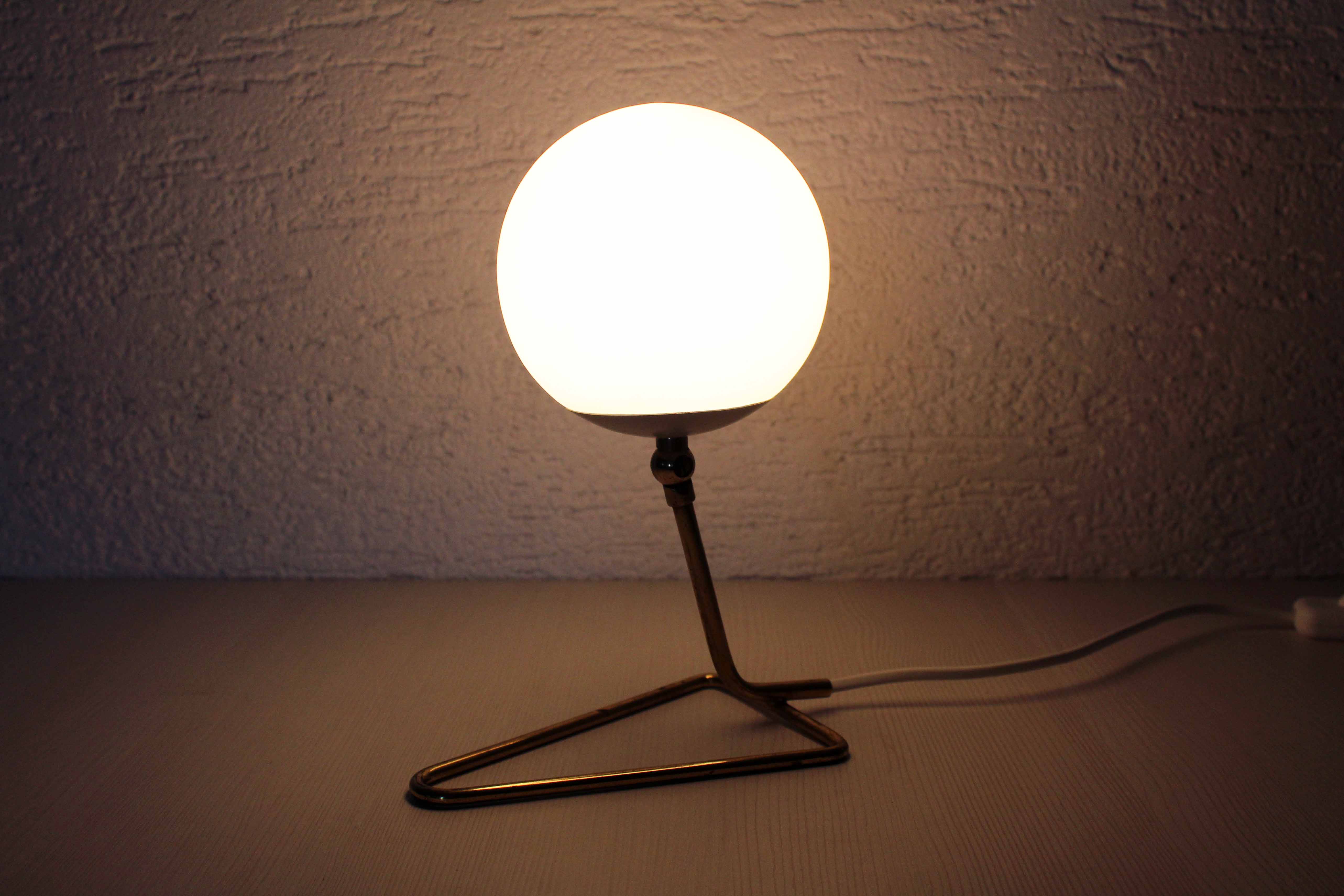 Table or hanging lamp in brass and opal glass 1970