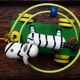 Old wooden toy, zebra car, to pull and push