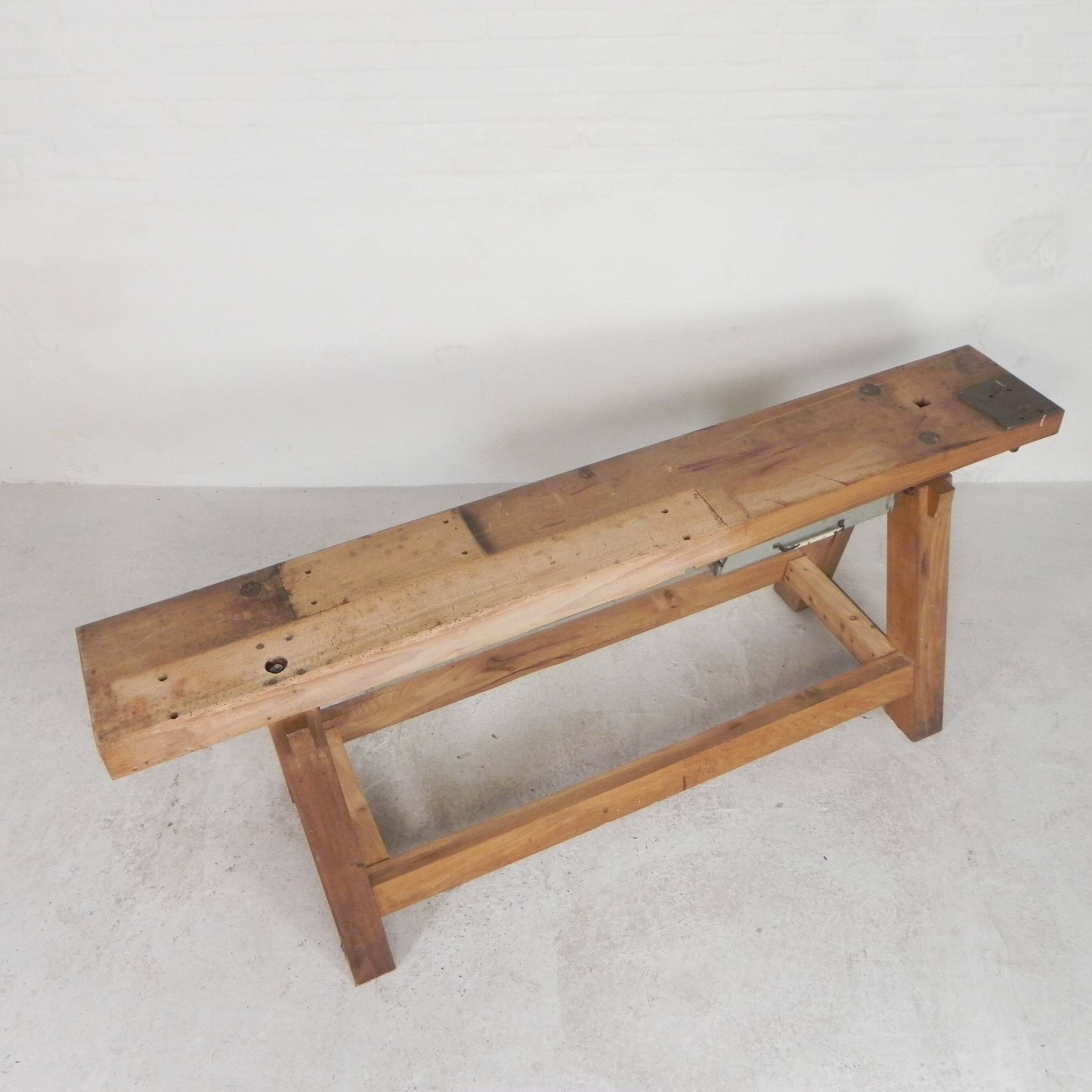 Oak workbench 2 meters long, 1950s