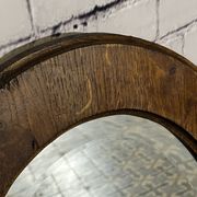 Oval beveled wooden mirror, 93x54 cm