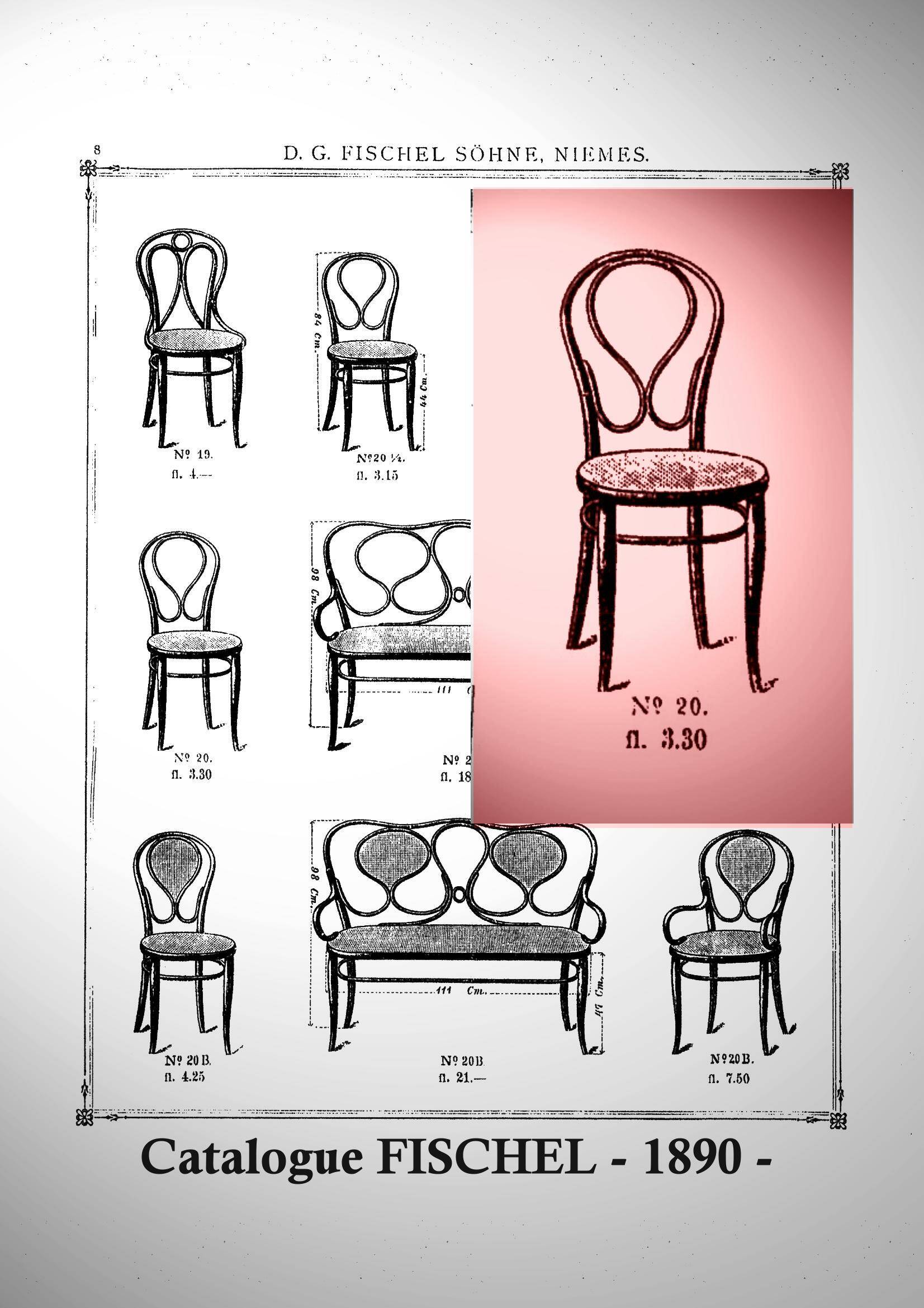 Fischel N°20 bistro chair with original caning, circa 1890, No Thonet.