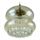 Suspension milieu du siècle en verre ambré bulle et laiton années 1960
