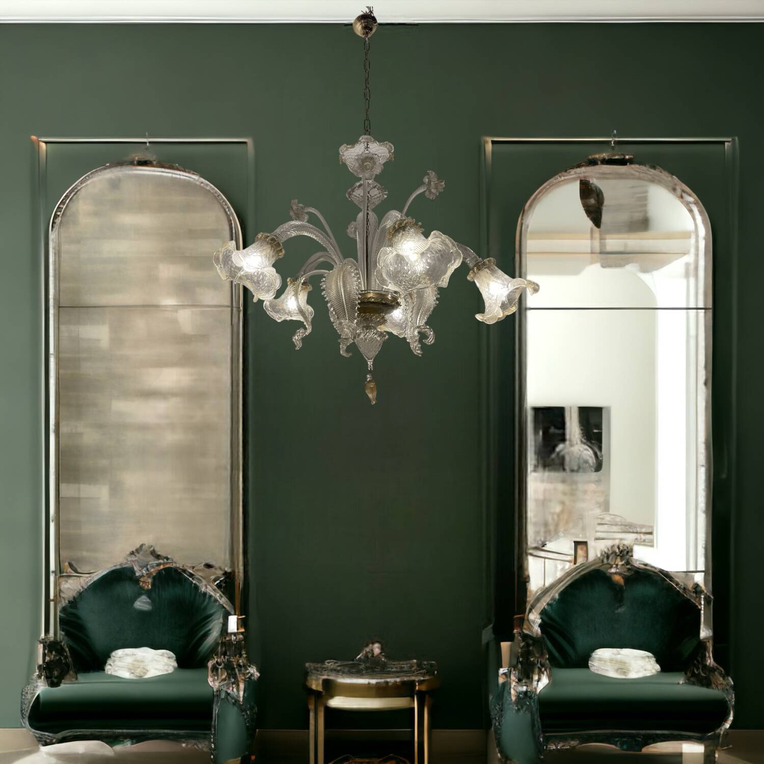 Venetian Murano Glass Chandelier 5 Lights