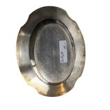 Oval metal silver-plated tray with hallmarks from the early 20th century.