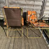 Vintage deckchairs the pair lafuma with flowers