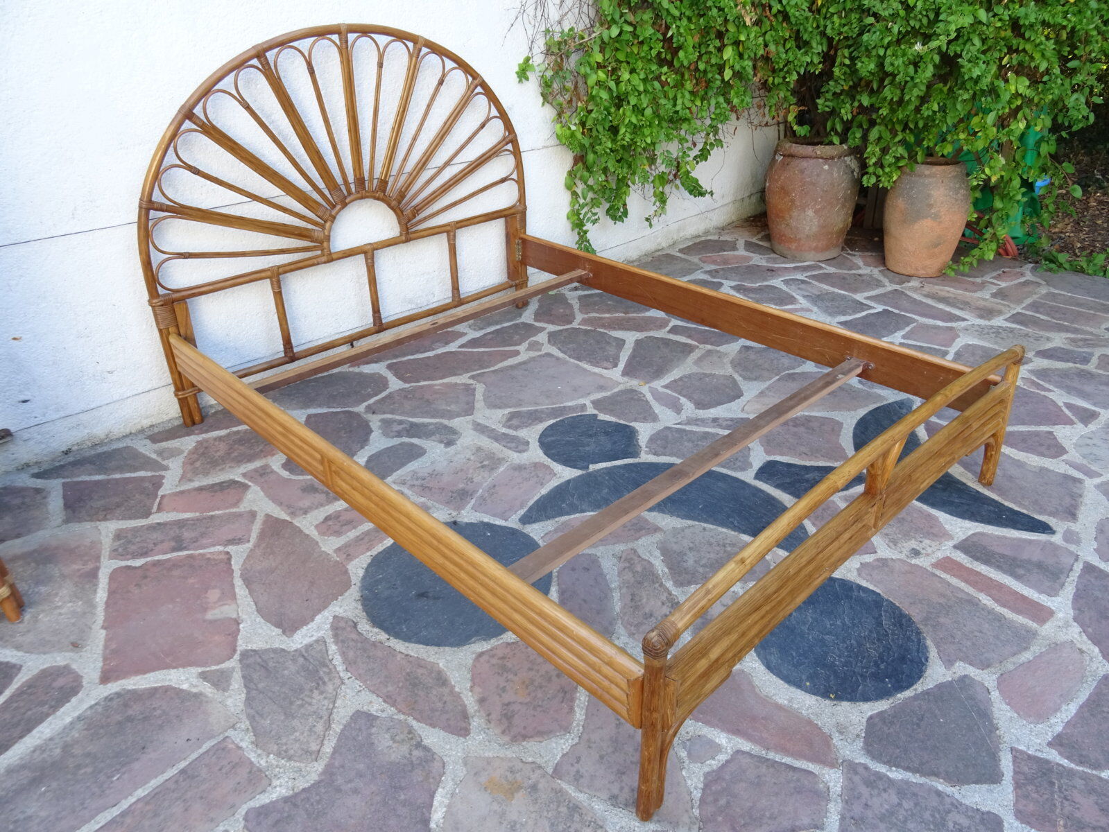 Double rattan bed 60s