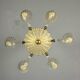 Venetian chandelier in gilded Murano glass with reticello pattern, 6 light arms, circa 1950