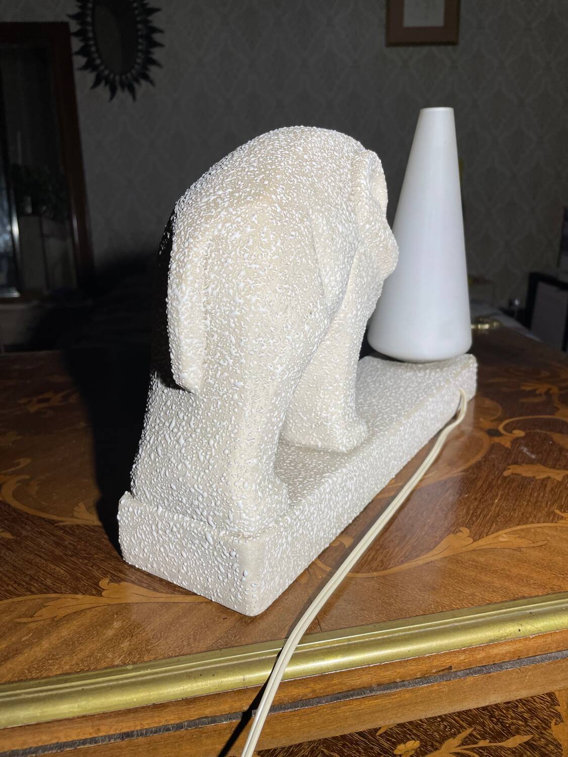 Art Deco Cubist Lamp – Primavera Workshop, Printemps. Vintage design with elephant