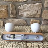 Vintage double metal and porcelain sconce