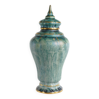 Art Deco Green Lustre Glaze Lidded Vase by Josef Ekberg Gustavsberg, 1920's