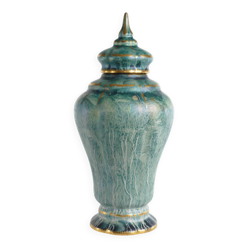 Art Deco Green Lustre Glaze Lidded Vase by Josef Ekberg Gustavsberg, 1920's