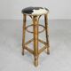 Bamboo bar stool with leatherette seat in cow print, 1950s