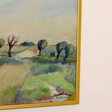 Original Swedish Mid-Century Oil On Board Painting" "Löderup, Skåne " by Acke Fornander