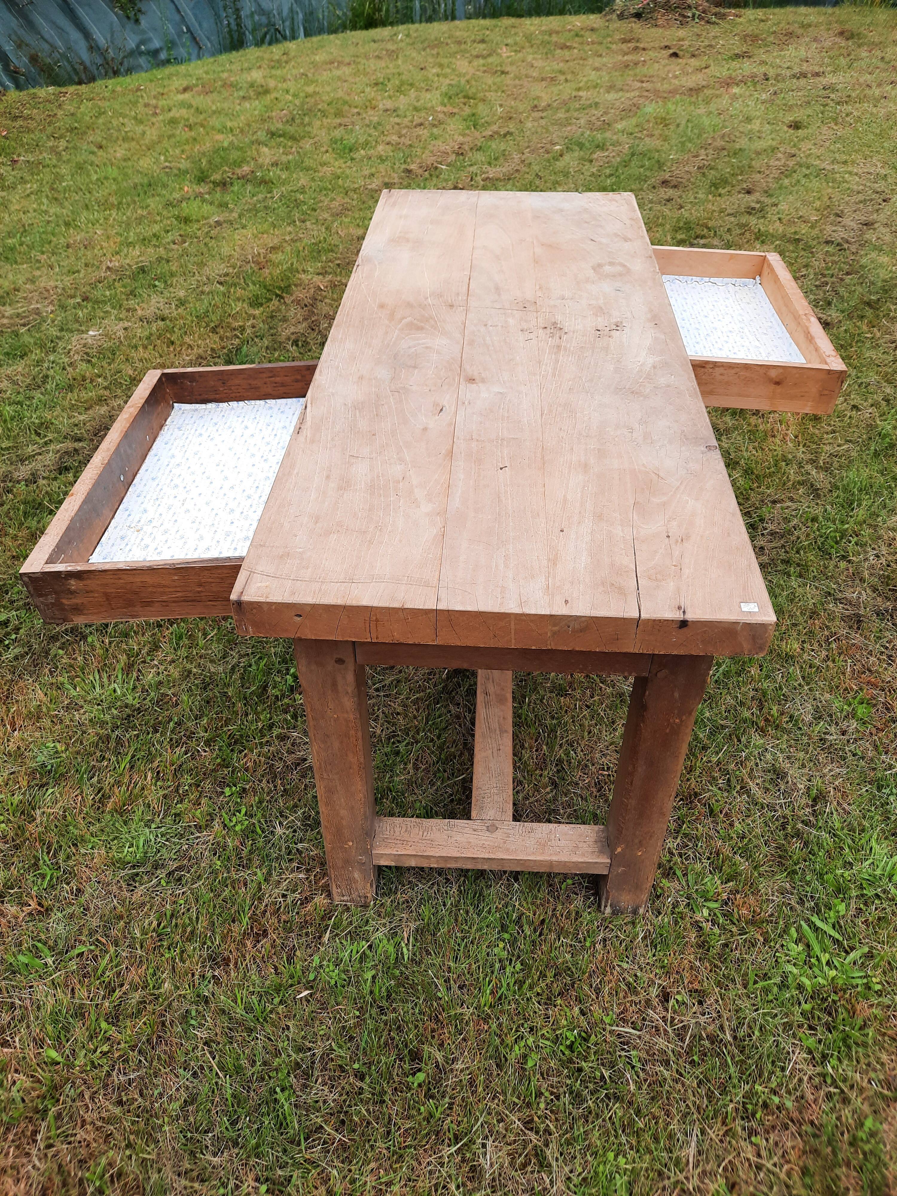 Old beech table solid 6 cutlery