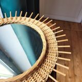 Miroir soleil rotin