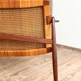 Mid Century Sofa par Hartmut Lohmeyer, teck et cannage