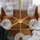 Old Chandelier 6 Lights Golden Metal + Molded Glass Reflector
