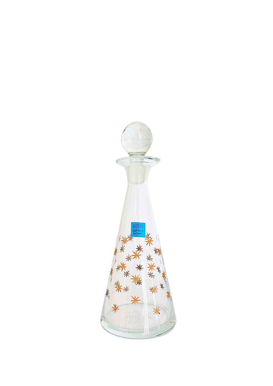 Carafe soufflée à la bouche et gravée étoile, Matous Bruges