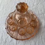 Pink glass liquor service