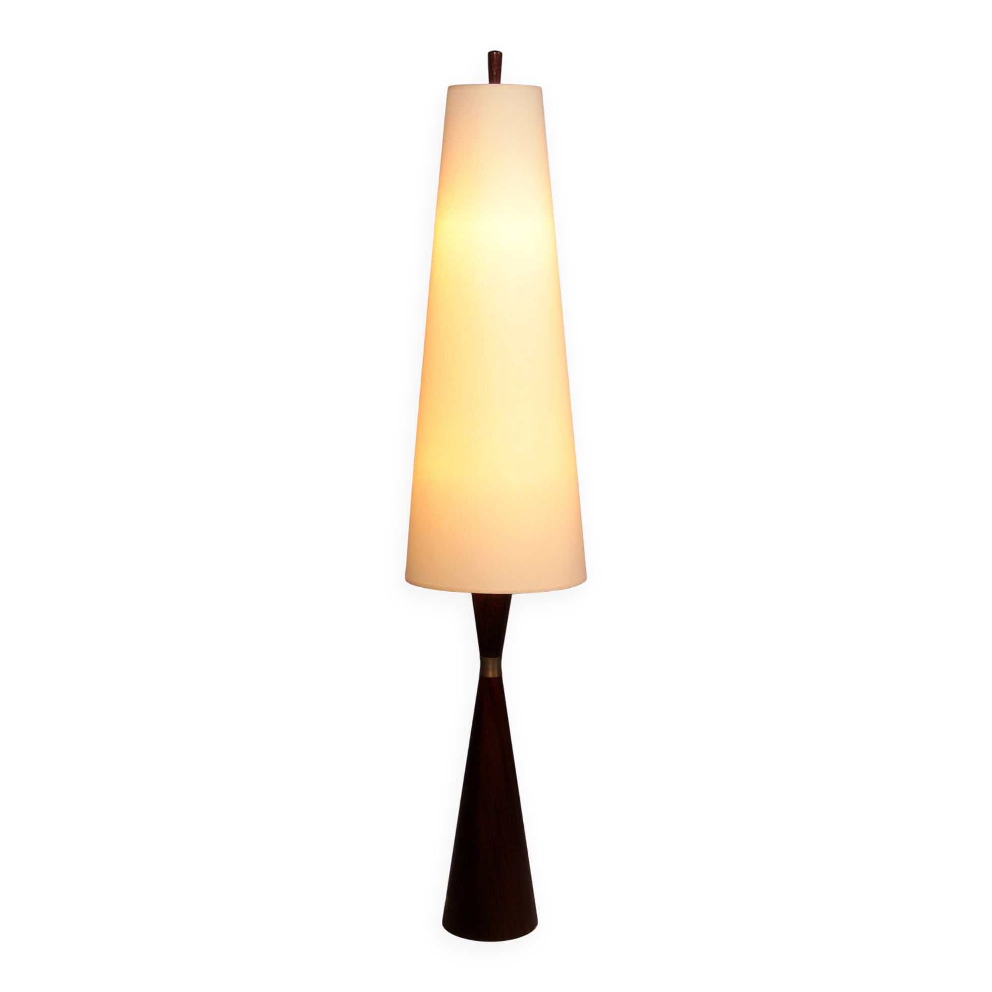 Vintage teak floor lamp with fabric shade from Parker Knoll, 1960s