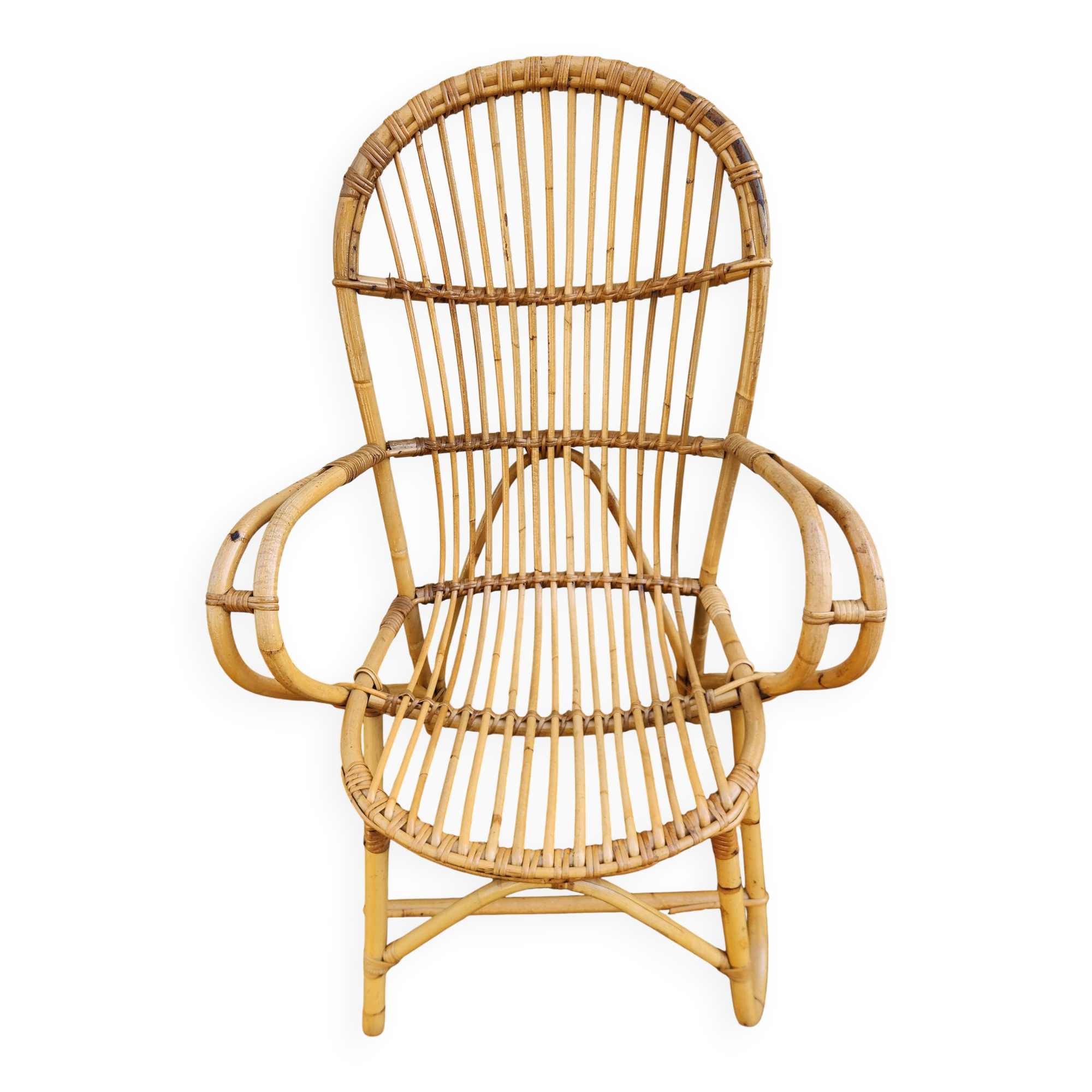 Antique wicker and rattan armchair