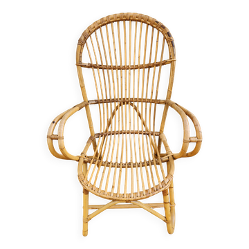 Anciens fauteuil en osier et rotin