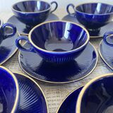 Midnight blue and gold coffee cups and saucers