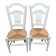Pair of straw-seated chairs with white-stained wood.