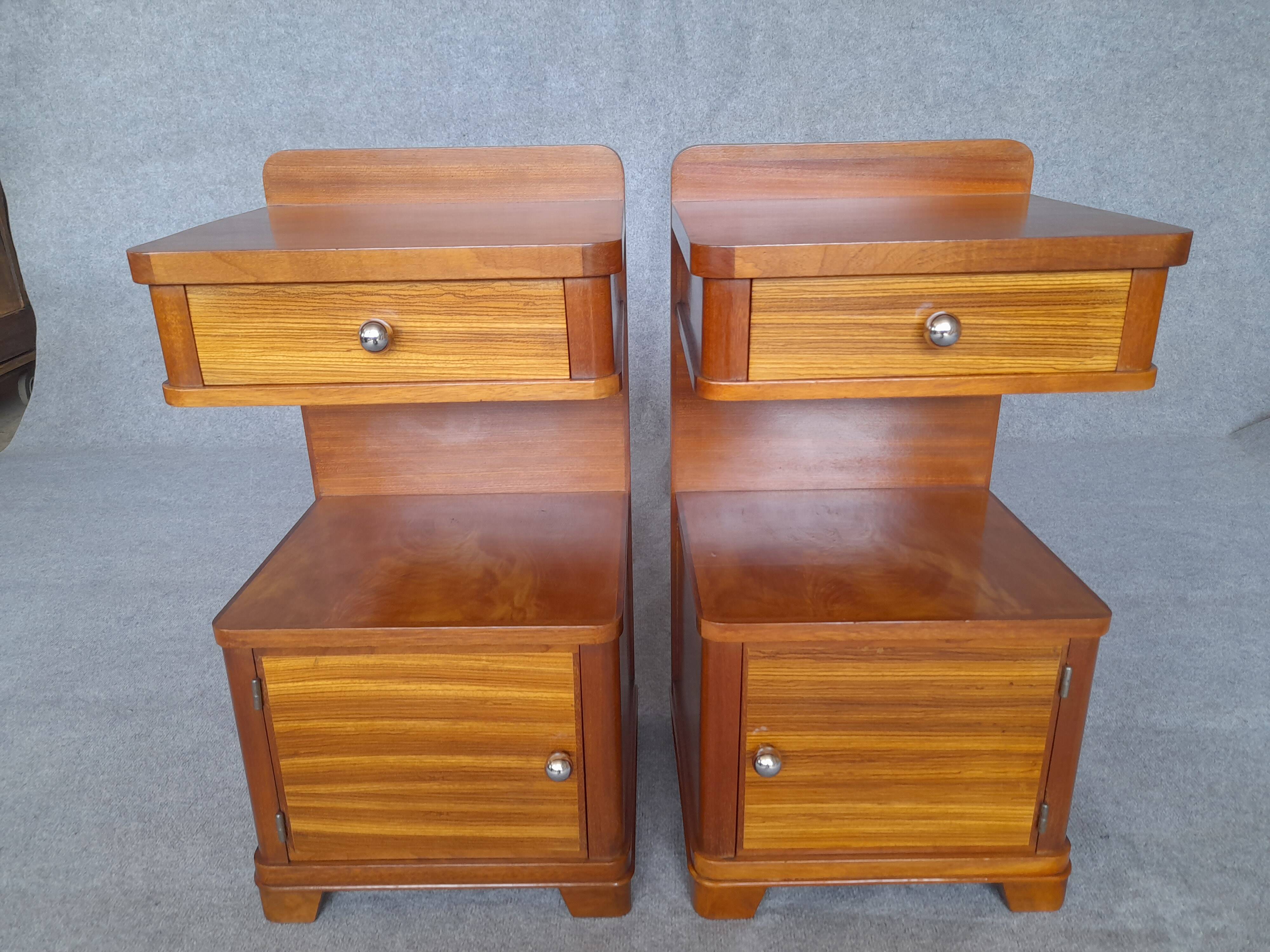 Art Deco bedside tables in pairs