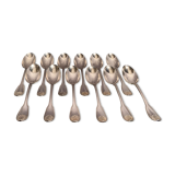 Suite of 12 large spoons silver metal decoration shell Louis XV Boulenger