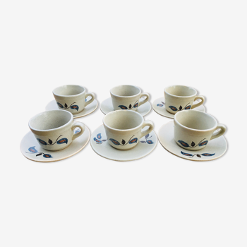 Set of 6 cups and sub cups of Saint Amand