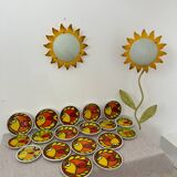 Service assiettes en céramique italienne signé Desimone Italy decor poisson années 60 vintage