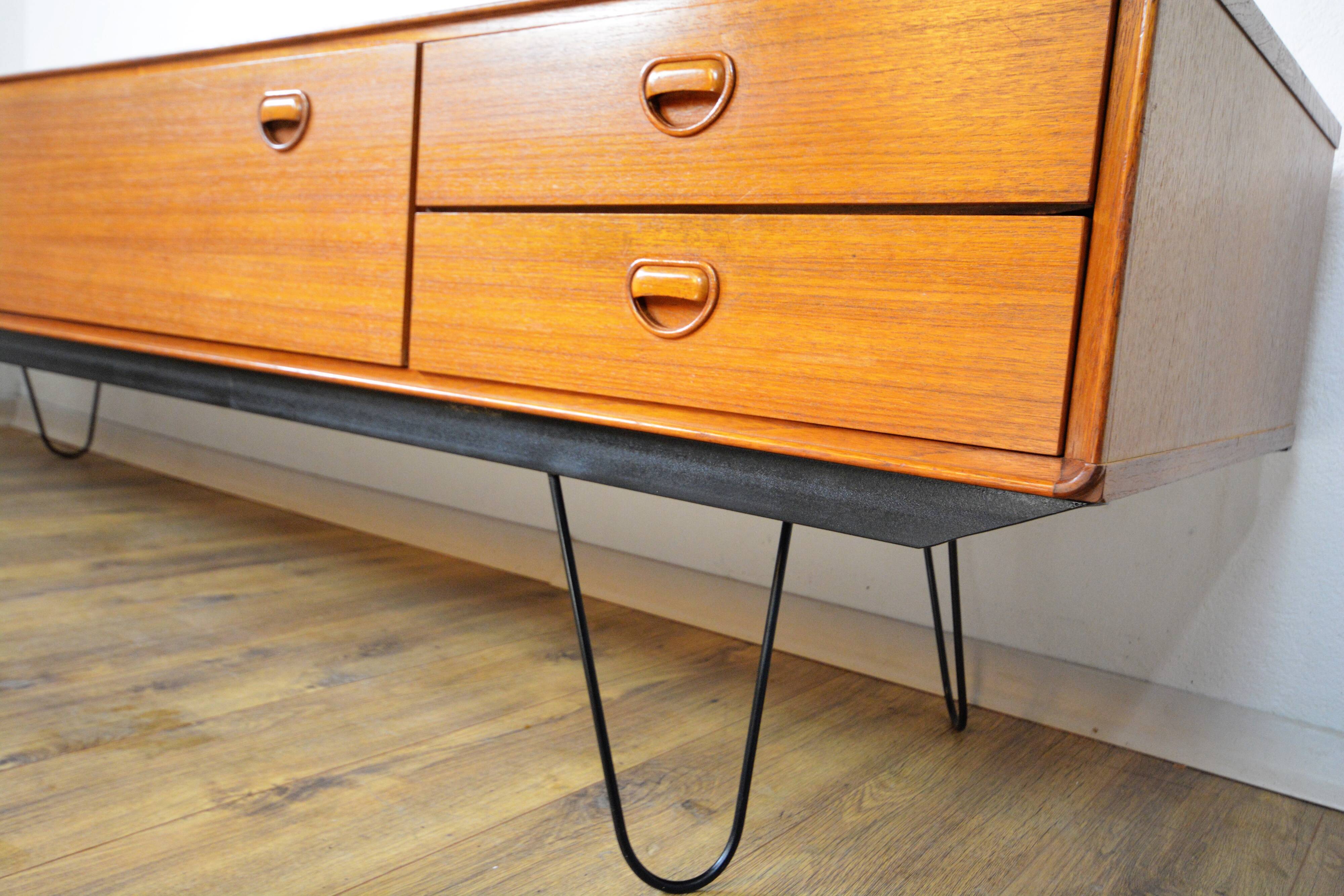 Scandinavian sideboard teak and metal row