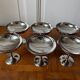 Set of 6 stainless steel footed bowls