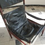 Danish Modern Leather High Back Safari Chair by Erik Wørts for Nils Eillersen, 1960s