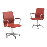 Chaises de bureau Oxford Arne Jacobsen en cuir cognac Fritz Hansen Danemark 1967