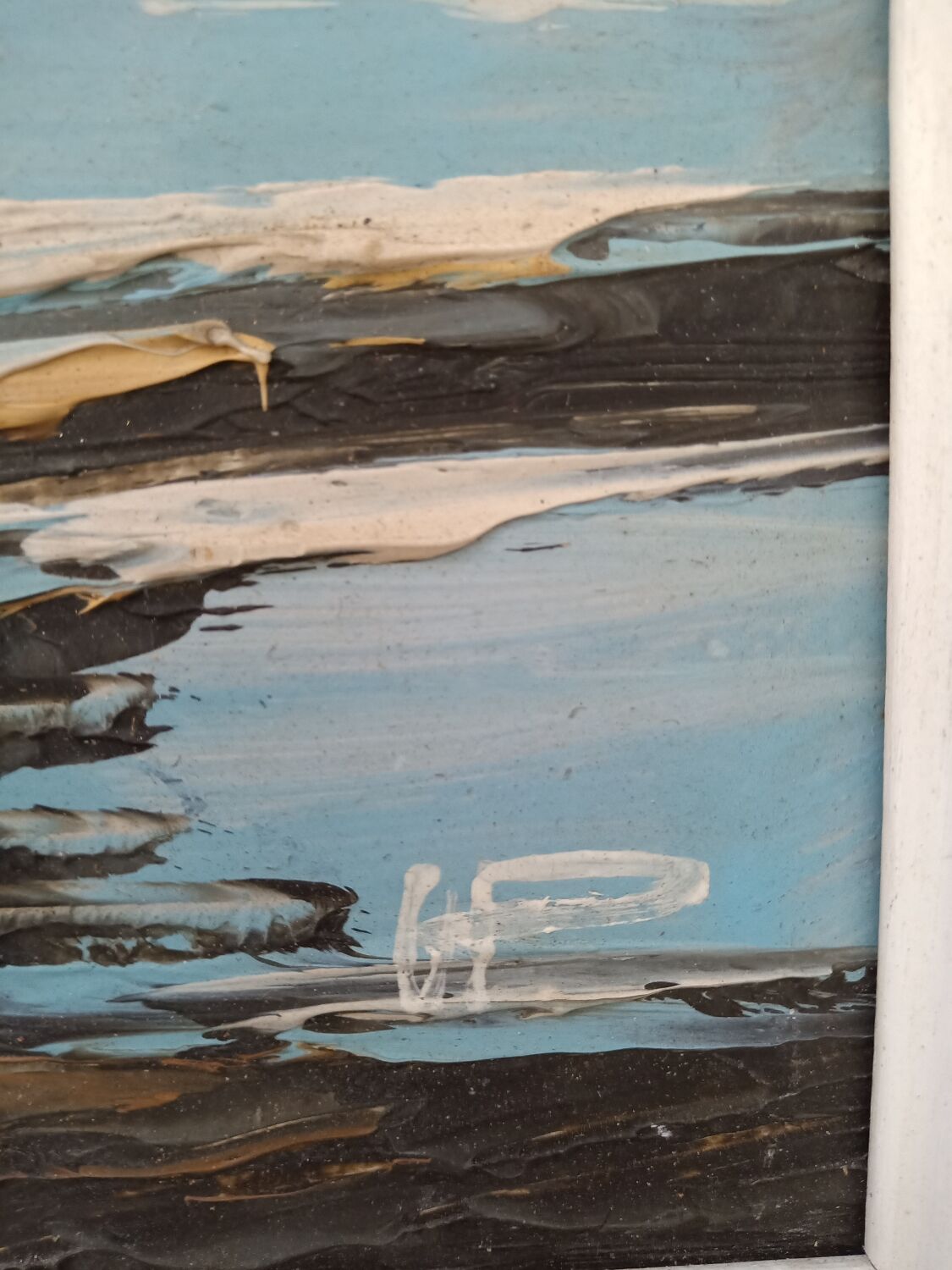 Painting by hand view Marine signed