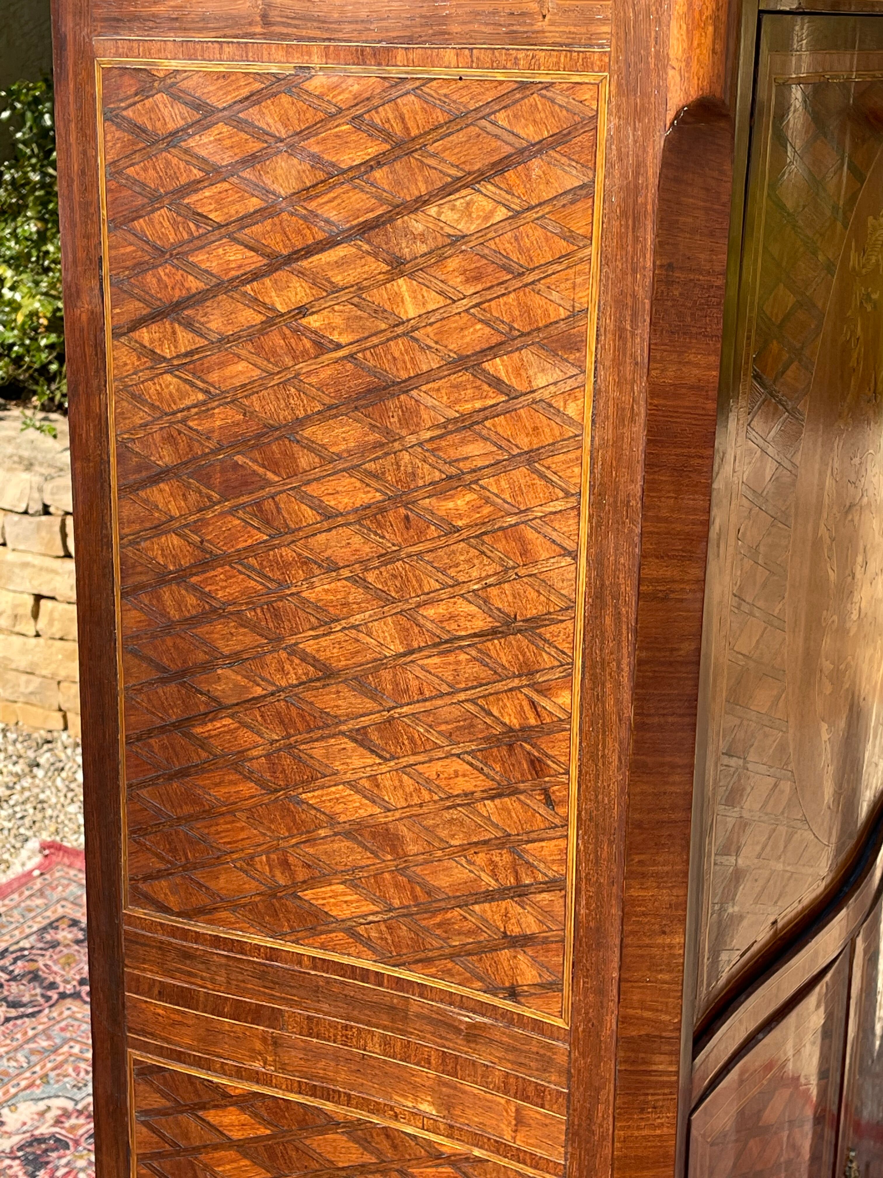 Small secretary in Marquetry of Losanges and Bronze