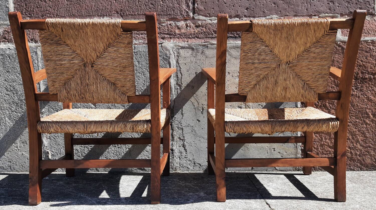 Paire de fauteuils paille (Josep Torres Clavé, 1936)