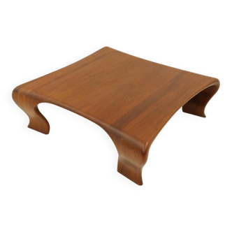Organic coffee table in solid Iroko by Marc Van Rampelberg