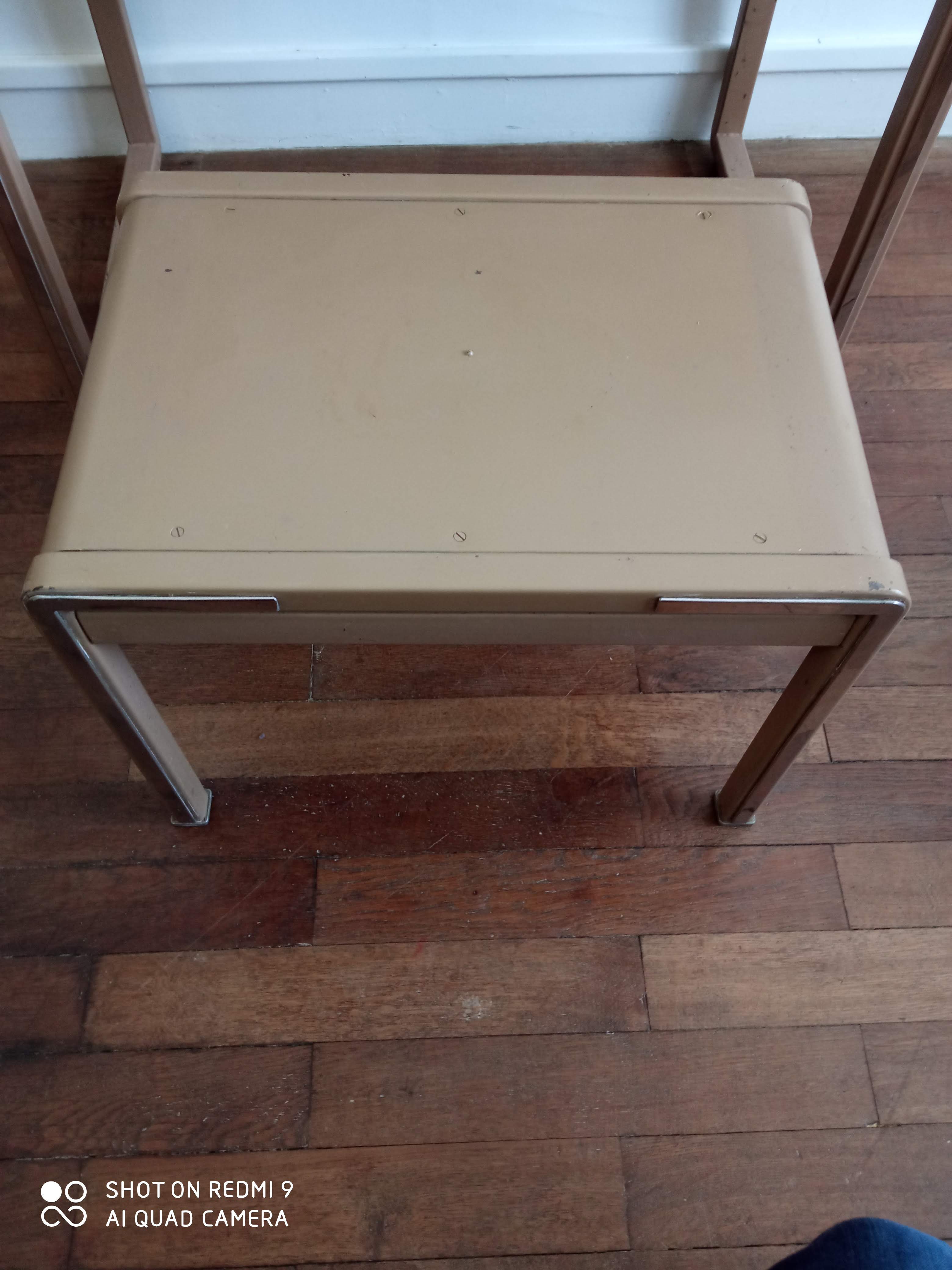 Vintage metal desk/ hairdresser and stool