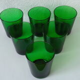 Lot de six verres verts vintage