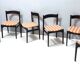 Vintage Set of Six Walnut Chairs by Gianfranco Frattini for Cassina with Stripe Patterned Orange Fab