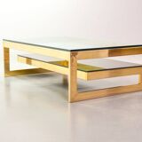 Belgo-Chrom Architectural G-Table 23-Carat Goldplated with Glass Tops 1970s