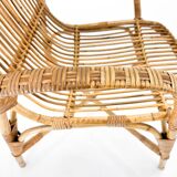 Fauteuil en rotin du milieu du siècle, Tchécoslovaquie, années 1970