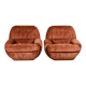 Pair of squirrel velvet armchairs, France, 1970s